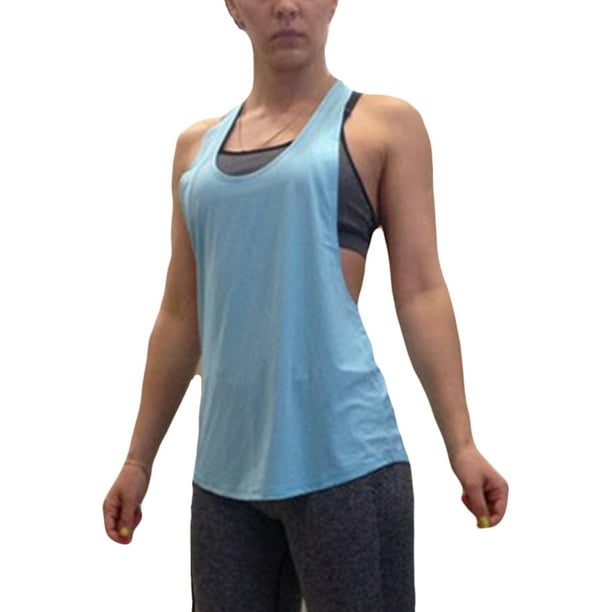 Sport Women Summer Athletic Vest T-shirt Tank Tops Stretch Sleeveless Tee Gym